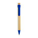 Balpen van bamboe en gerecycled plastic met clip, zwarte inkt kleur blauw