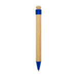Balpen van bamboe en gerecycled plastic met clip, zwarte inkt kleur blauw tweede weergave achterkant