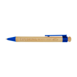 Balpen van bamboe en gerecycled plastic met clip, zwarte inkt kleur blauw weergave bedrukking logo 2