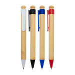 Balpen van bamboe en gerecycled plastic met clip, zwarte inkt kleur blauw tweede weergave meerdere kleuren