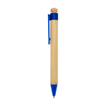 Balpen van bamboe en gerecycled plastic met clip, zwarte inkt kleur blauw weergave zijkant