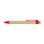 Balpen van bamboe en gerecycled plastic met clip, zwarte inkt kleur rood tweede weergave voorkant