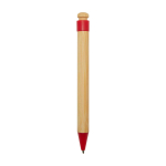 Balpen van bamboe en gerecycled plastic met clip, zwarte inkt kleur rood tweede weergave achterkant