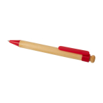 Balpen van bamboe en gerecycled plastic met clip, zwarte inkt kleur rood tweede weergave