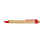 Balpen van bamboe en gerecycled plastic met clip, zwarte inkt kleur rood weergave bedrukking logo 2