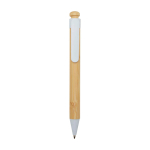Balpen van bamboe en gerecycled plastic met clip, zwarte inkt kleur wit