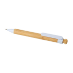 Balpen van bamboe en gerecycled plastic met clip, zwarte inkt kleur wit tweede weergave