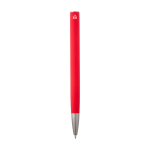 Balpen van gerecycled aluminium met plastic clip, zwarte inkt kleur rood tweede weergave achterkant