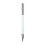 Balpen van gerecycled aluminium met plastic clip, zwarte inkt kleur wit