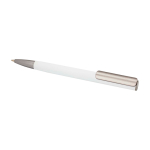 Balpen van gerecycled aluminium met plastic clip, zwarte inkt kleur wit tweede weergave