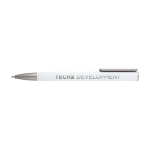 Balpen van gerecycled aluminium met plastic clip, zwarte inkt kleur wit weergave bedrukking logo 2