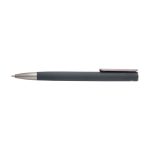 Balpen van gerecycled aluminium met plastic clip, zwarte inkt kleur donkergrijs tweede weergave voorkant