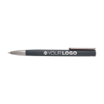 Balpen van gerecycled aluminium met plastic clip, zwarte inkt kleur donkergrijs derde weergave voorkant