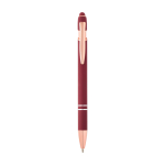 Balpen van gerecycled aluminium met roségouden afwerking, zwarte inkt kleur bordeaux