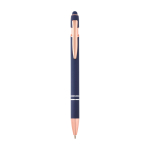 Balpen van gerecycled aluminium met roségouden afwerking, zwarte inkt kleur marineblauw