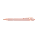 Balpen van gerecycled aluminium met roségouden afwerking, zwarte inkt kleur rose paztel tweede weergave voorkant