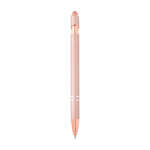 Balpen van gerecycled aluminium met roségouden afwerking, zwarte inkt kleur rose paztel tweede weergave achterkant