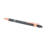 Balpen van gerecycled aluminium met roségouden afwerking, zwarte inkt kleur taupe grijs tweede weergave