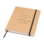 Notitieboek met harde kaft en steenpapier A5 gelinieerde pagina’s weergave detail met logo