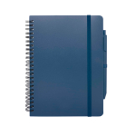 Notitieboek met harde kaft van gerecycled plastic A5 pagina’s kleur marineblauw tweede weergave voorkant