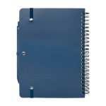 Notitieboek met harde kaft van gerecycled plastic A5 pagina’s kleur marineblauw tweede weergave achterkant