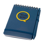 Notitieboek met oceaankaft van gerecycled plastic A6 pagina’s kleur marineblauw weergave tampondruk