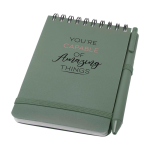 Notitieboek met oceaankaft van gerecycled plastic A6 pagina’s kleur pastel groen weergave tampondruk