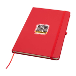 Notitieboek met afgeronde hoeken en zachte kaft A5 pagina’s kleur rood weergave tampondruk