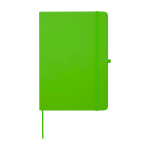 Notitieboek met afgeronde hoeken en zachte kaft A5 pagina’s kleur limoen groen tweede weergave voorkant