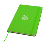 Notitieboek met afgeronde hoeken en zachte kaft A5 pagina’s kleur limoen groen weergave tampondruk