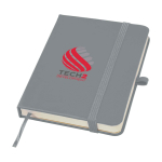 Notitieboek met harde kaft en zachte touch cover A6 pagina’s kleur grijs weergave tampondruk