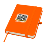 Notitieboek met harde kaft en zachte touch cover A6 pagina’s kleur oranje weergave tampondruk
