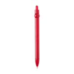 Balpen van gerecycled plastic met balpunt en clip, zwarte inkt kleur rood tweede weergave achterkant