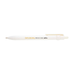 Balpen van gerecycled plastic met balpunt en clip, zwarte inkt kleur wit weergave tampondruk
