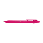 Balpen van gerecycled plastic met balpunt en clip, zwarte inkt kleur fuchsia weergave tampondruk