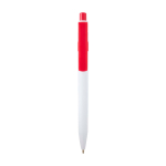 Soft balpen van gerecycled plastic in twee kleuren, blauwe inkt kleur rood