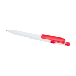 Soft balpen van gerecycled plastic in twee kleuren, blauwe inkt kleur rood tweede weergave