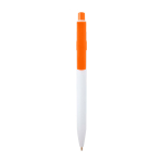 Soft balpen van gerecycled plastic in twee kleuren, blauwe inkt kleur oranje