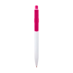 Soft balpen van gerecycled plastic in twee kleuren, blauwe inkt kleur fuchsia