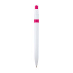 Soft balpen van gerecycled plastic in twee kleuren, blauwe inkt kleur fuchsia tweede weergave achterkant