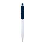 Soft balpen van gerecycled plastic in twee kleuren, blauwe inkt kleur marineblauw