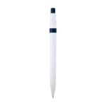 Soft balpen van gerecycled plastic in twee kleuren, blauwe inkt kleur marineblauw tweede weergave achterkant