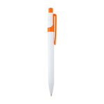 Sofistische balpen van gerecycled plastic, zwarte inkt kleur oranje tweede weergave met zijkant