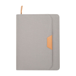 Portfolio van gerecycled plastic met afgeronde hoeken A5 pagina’s kleur grijs tweede weergave voorkant