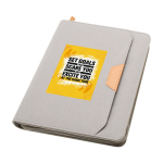Portfolio van gerecycled plastic met afgeronde hoeken A5 pagina’s kleur grijs