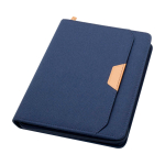 Portfolio van gerecycled plastic met afgeronde hoeken A5 pagina’s kleur marineblauw