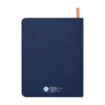 Portfolio van gerecycled plastic met afgeronde hoeken A5 pagina’s kleur marineblauw tweede weergave achterkant