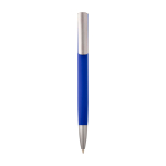 Balpen van gerecycled aluminium met zilveren clip, blauwe inkt kleur blauw