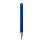 Balpen van gerecycled aluminium met zilveren clip, blauwe inkt kleur blauw tweede weergave achterkant