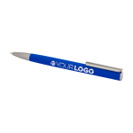 Balpen van gerecycled aluminium met zilveren clip, blauwe inkt kleur blauw derde weergave